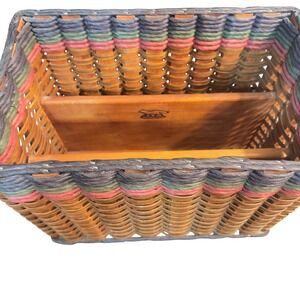 Foxcreek Basket Co Handmade  Woven Wood Divided Organizer Basket Multicolor Trim